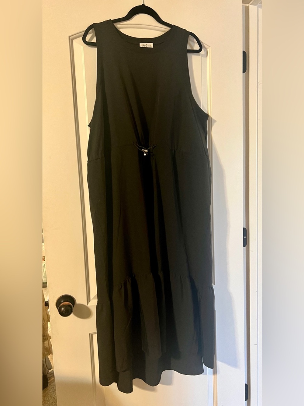 Maurices Black Sleeveless Midi Dress with Drawstring Detail